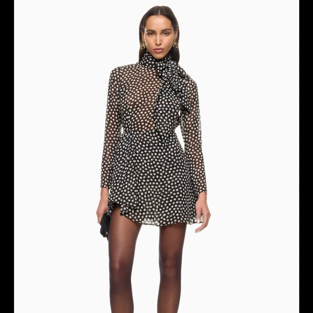 Ronny Kobo Collection Black and White Polka Dot Dress